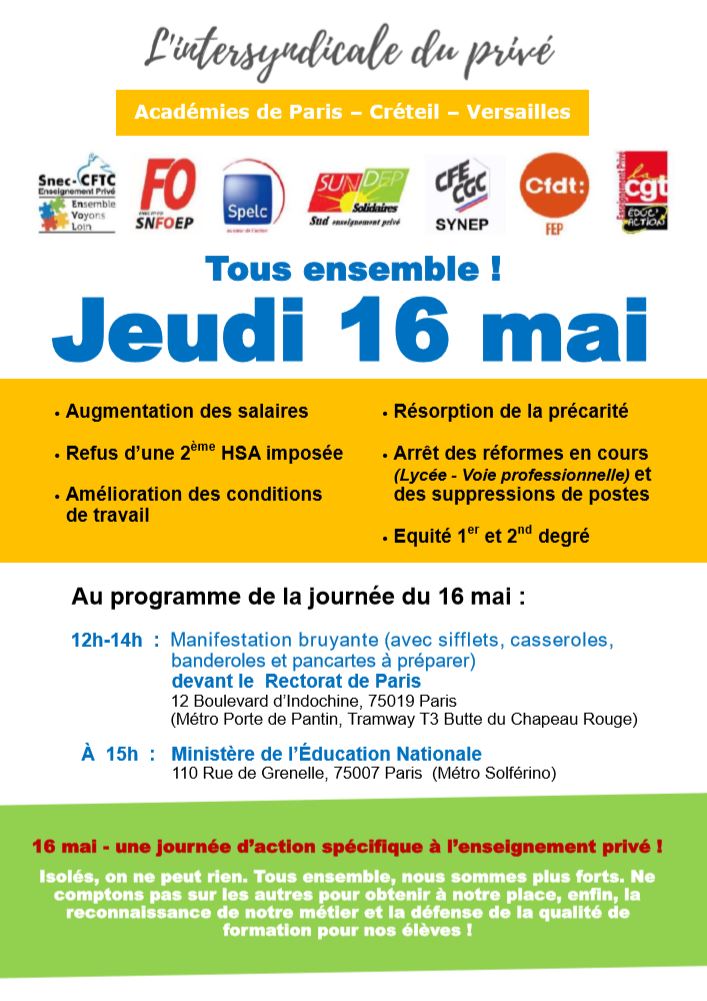 Tract francilien de l'intersyndicale du privé